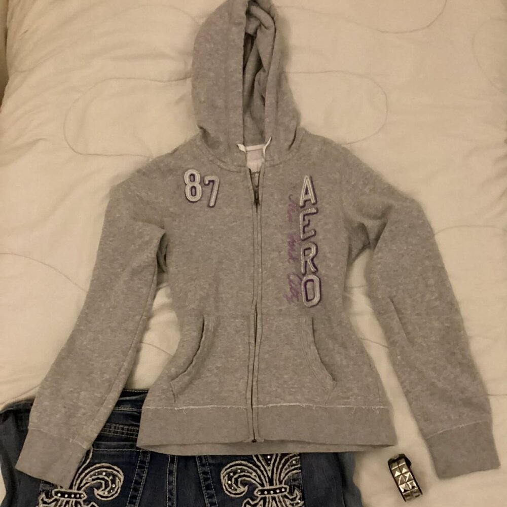 Aeropostale Y2k Grey Zip-up Hoodie